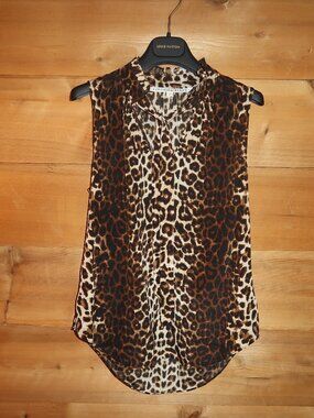Veronica Beard Leopard/Cheetah Sleeveless Tie Top